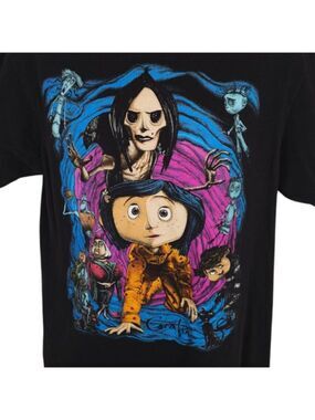 Coraline T Shirt Mens Size Large Black Laika Animated Movie